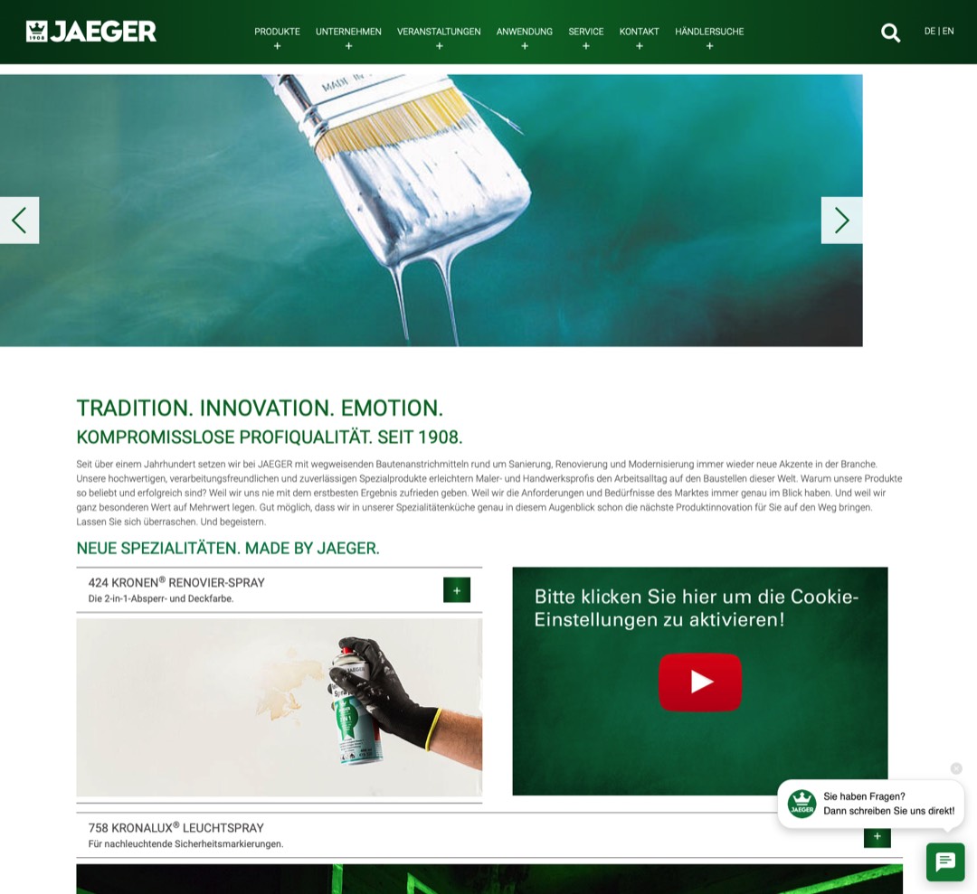 Website von Jaeger in neuer Optik