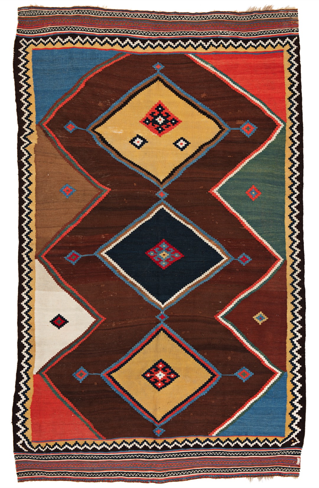 Sammlerteppich ohne Mindestgebot: Ghaschghai-Kelim (Lot 50, Austria Auction Company), Persien, um 1900, 262 x 159 cm. – Verkauft für 2.000 EUR Wilde Kelims und dekorative Schätze
