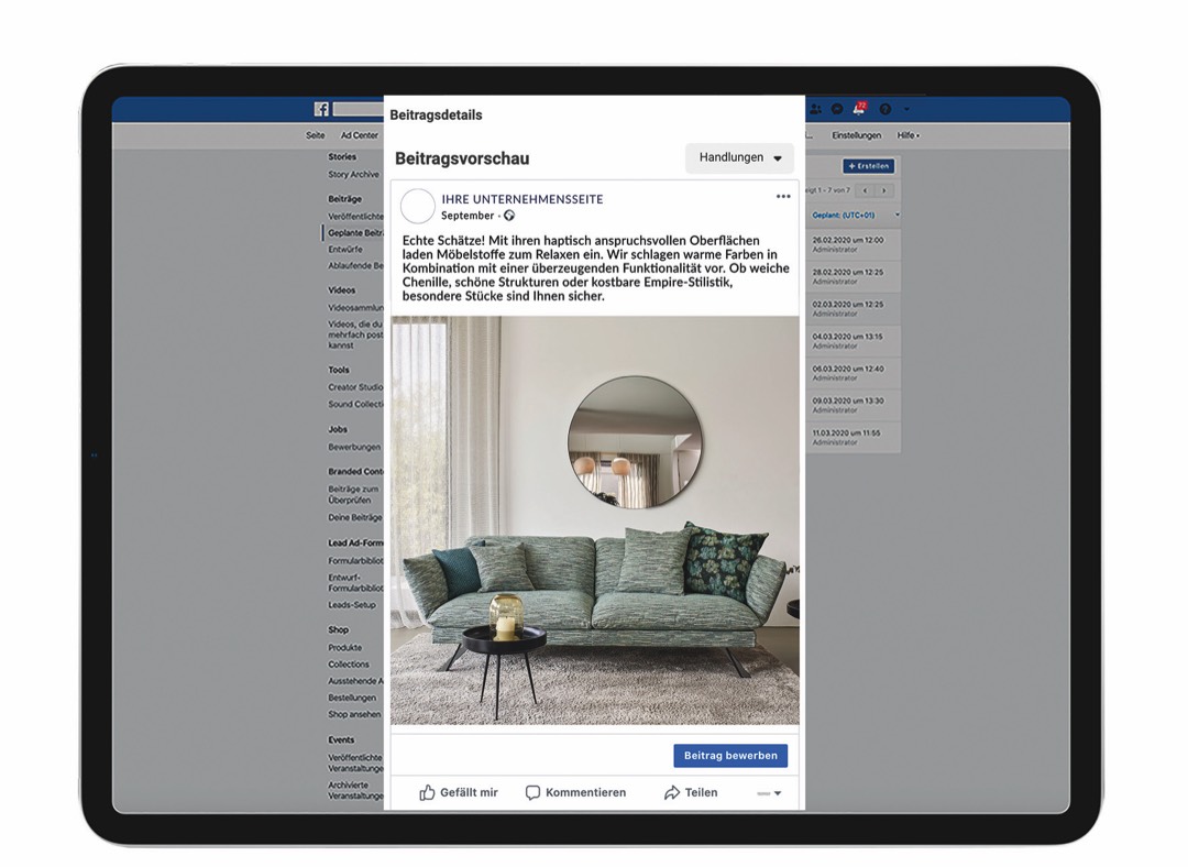 Facebook-Feed-Service für Raumausstatter 