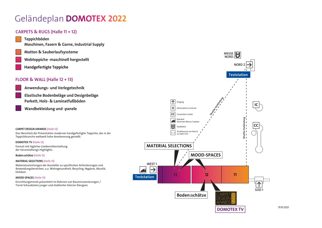 Domotex 2022 findet in drei Hallen statt 