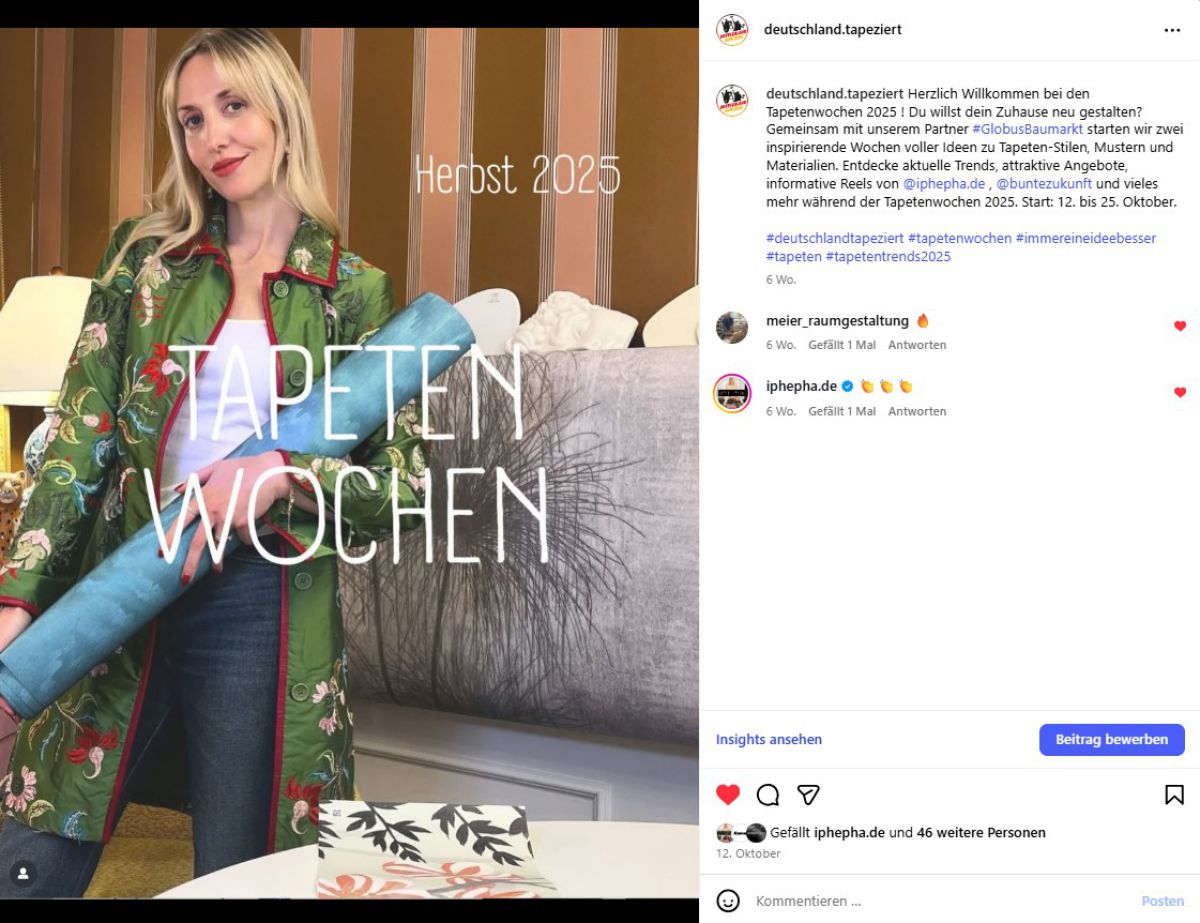 Tapetenwochen generieren 1,5 Millionen Social-Media-Kontakte