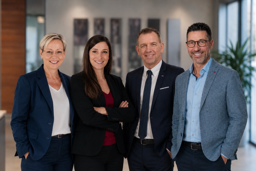 Die FHR-Geschäftsführerinnen Sabine Theison und Ann-Kathrin Schmidt mit MZE-Vertriebsleiter Helmut Stauner und Bereichsleiter Raumdesign Oliver Aster.
FHR und MZE vereinbaren strategische Partnerschaft