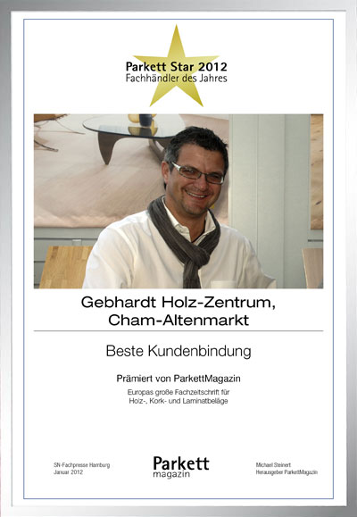 Gebhardt Holz-Zentrum-Bettenfachhändler Urkunde Gebhardt Holz-Zentrum